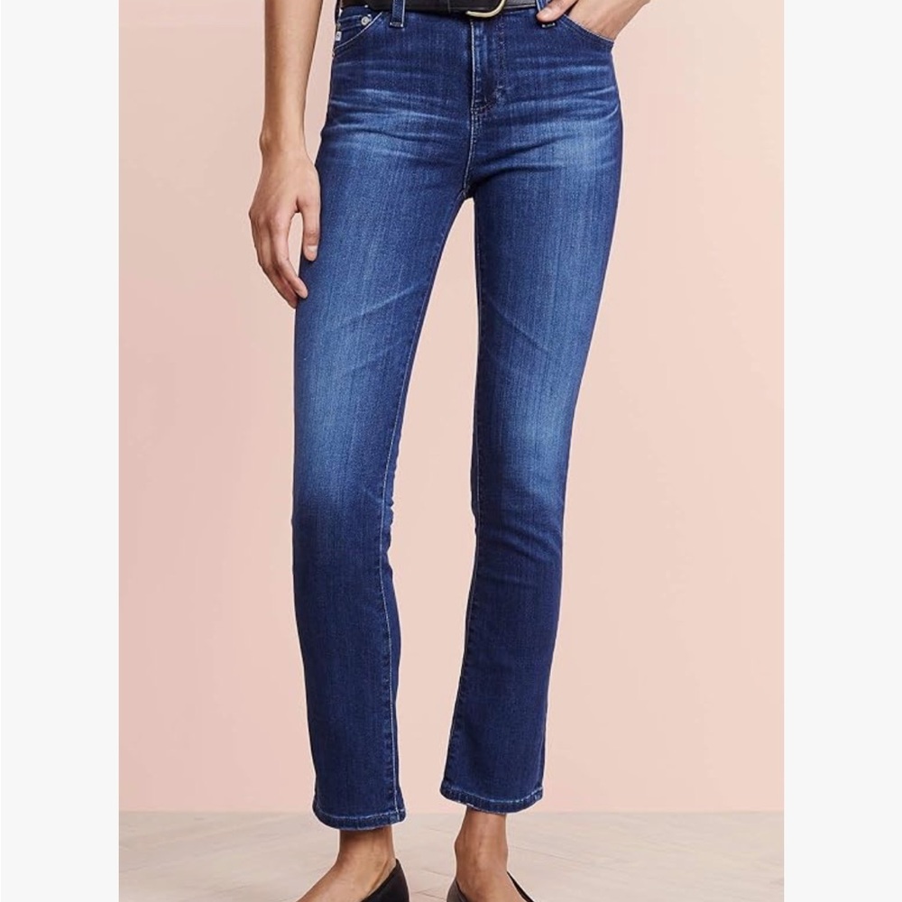 AG Adriano Goldschmied Women's Blue MARI High Rise Slim Straight
